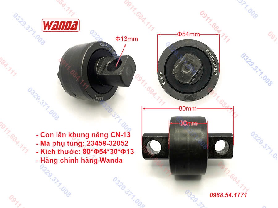 Con lăn khung nâng CN-13 (23458-32052, 23458-32053), 80x54x30xΦ13